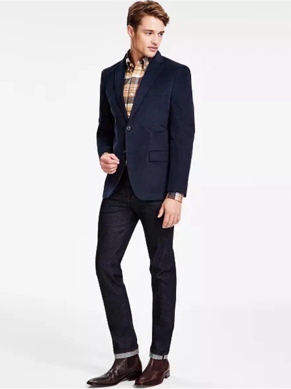 Tommy Hilfiger Navy Corduroy Sport Coat Two-button front w/notch lapel Size 44R